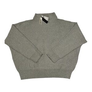 NWT‎ Premise Women's Silver Viscose Blend Mock Neck Sweater Size XL